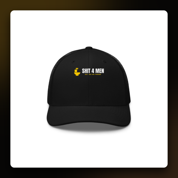 Shit 4 Men Throne Trucker Hat — product mockup
