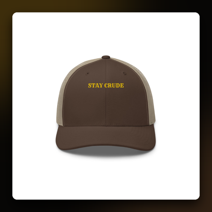 Stay Crude Trucker Hat — product mockup