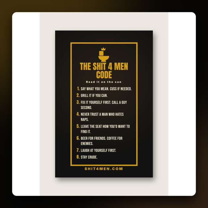 The Shit 4 Men Code Poster — product mockup
