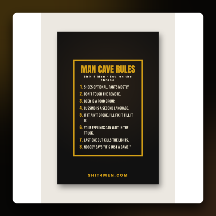 Man Cave Rules Poster — product mockup