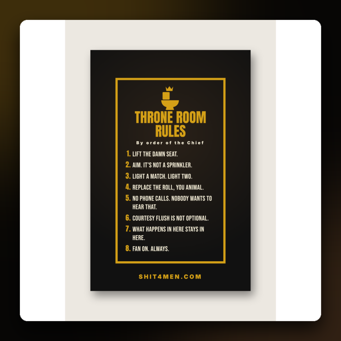 Throne Room Rules Poster — product mockup