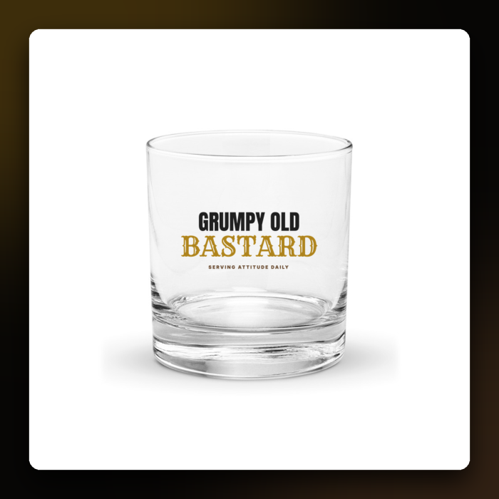 Grumpy Old Bastard Rocks Glass — product mockup